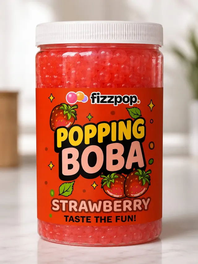 Fizzpop Strawberry popping boba jar
